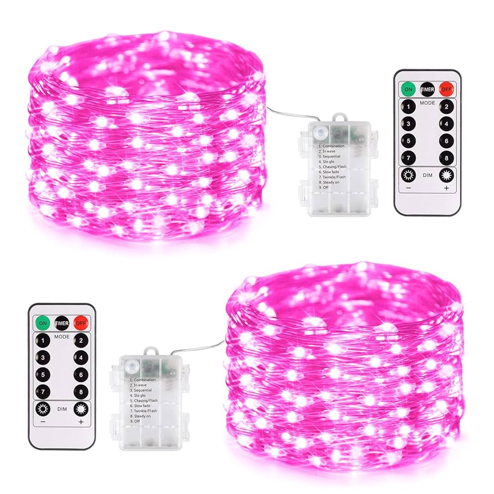 Amazon.com : JMEXSUSS 2 Pack Pink Fairy Lights Battery