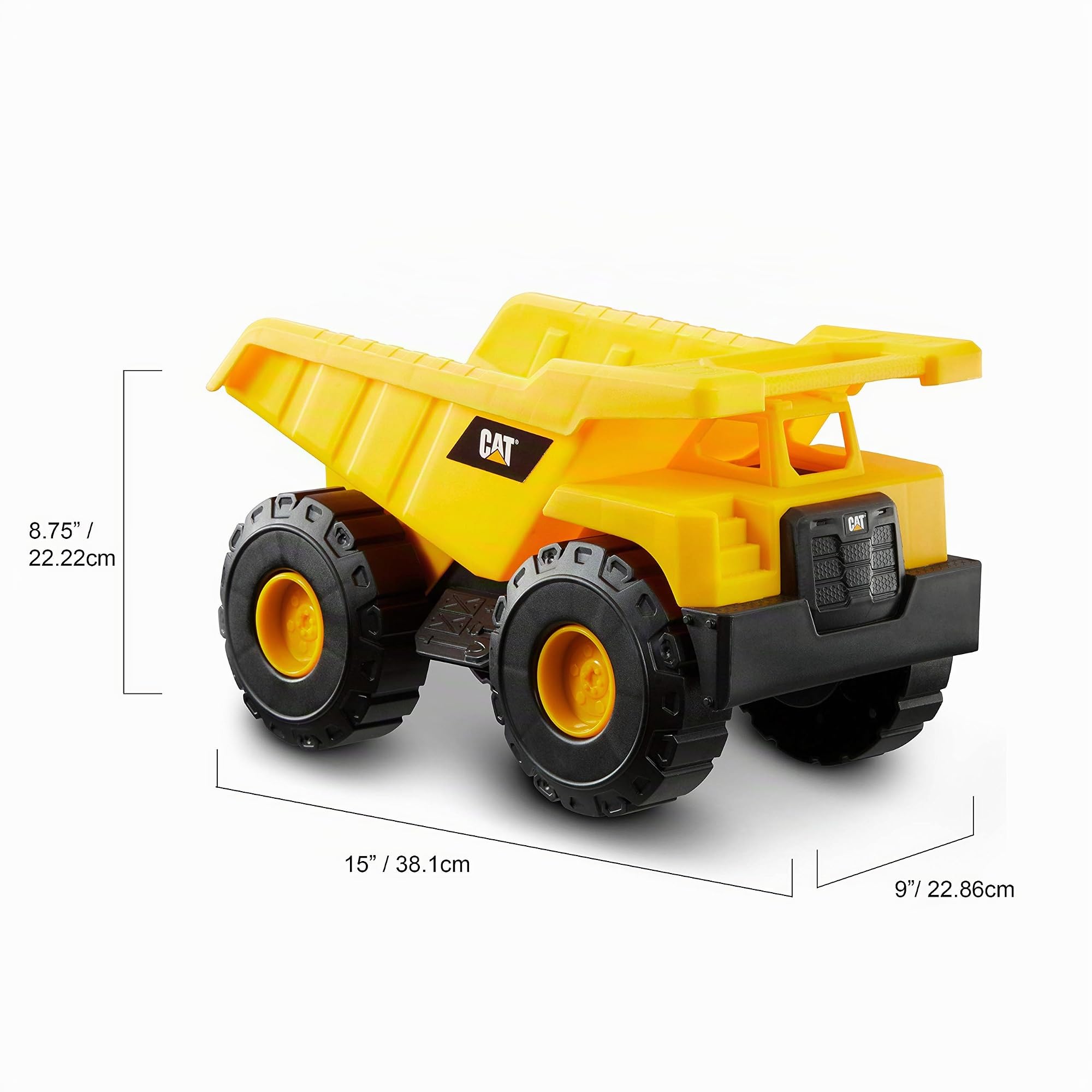 Cat Construction Toys, Camion à Benne basculante de 15 po, 2 Ans et +, Plastique Robuste, Aucune Pile requise, Série Cat Construction Tough Rigs, Jaune