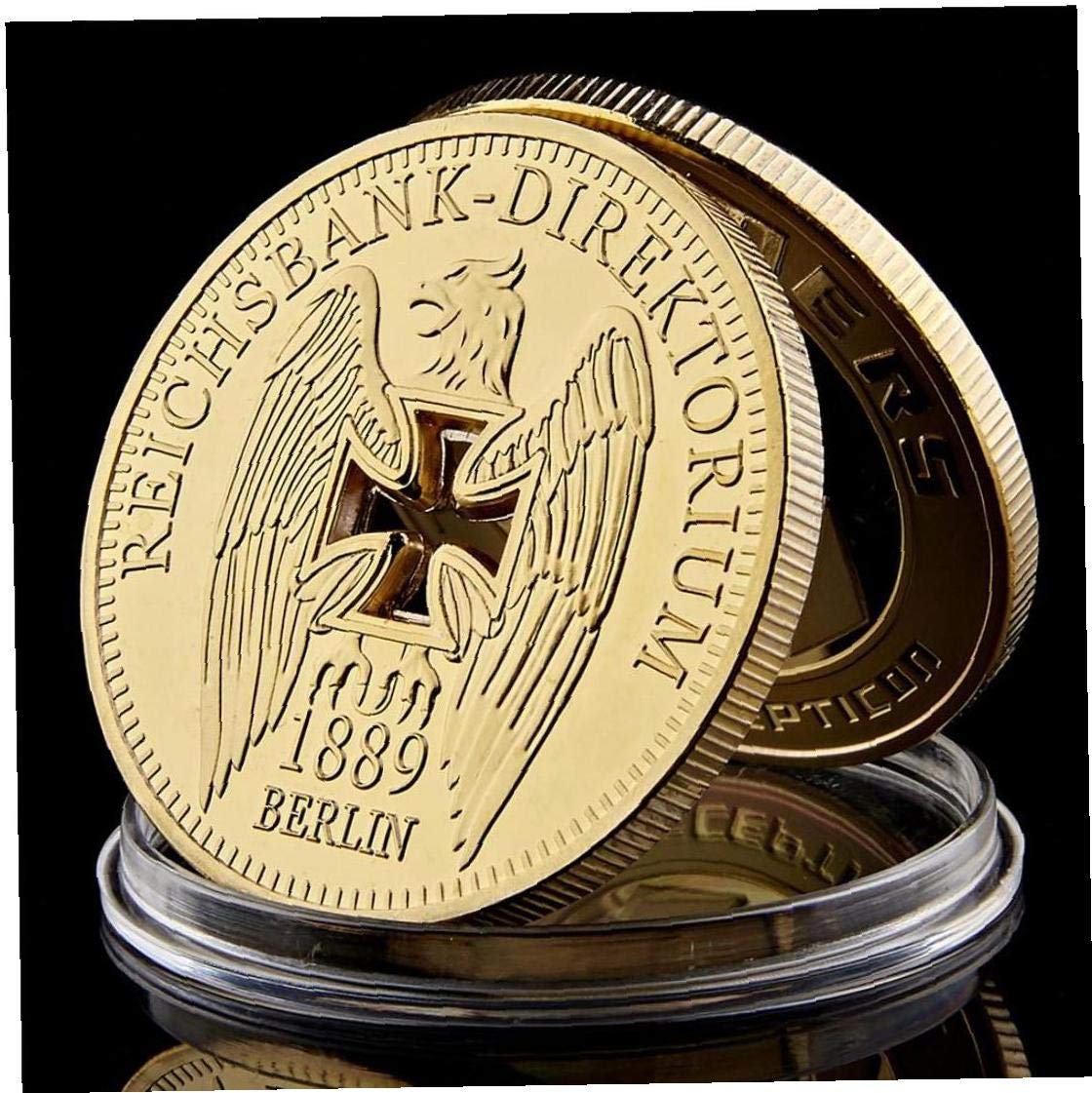 Pièce Commémorative Reichsbank – Croix Creuse Allemande – Collection Or Plaqué – Cadeau Décoratif Et Souvenir