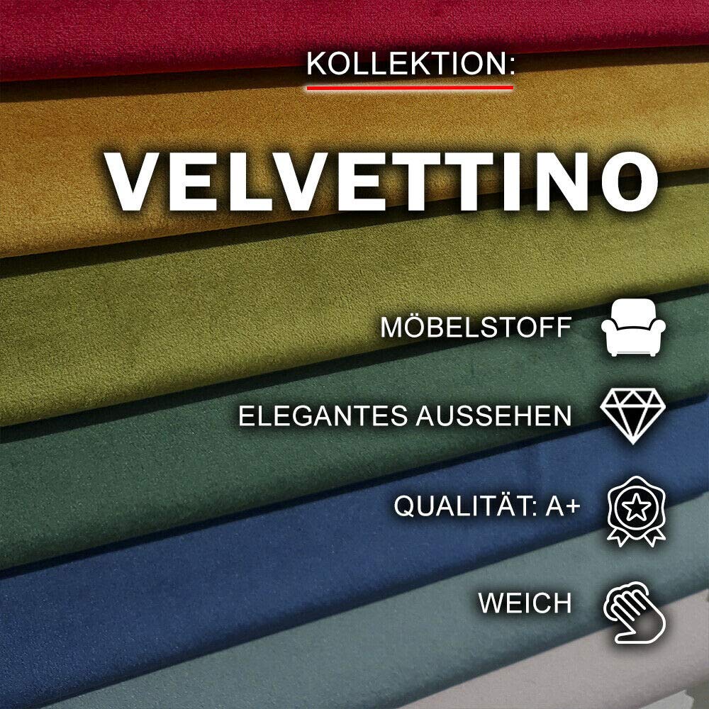 HEKO PANELS 10 Meter Velvettino Polsterstoff Möbelstoff Meterware Moon Grey | Bezugsstoff für Stühle, Eckbank, Sofa, Sessel, Velours-Stoff 142 cm breit, 350 g/m², UV-beständig