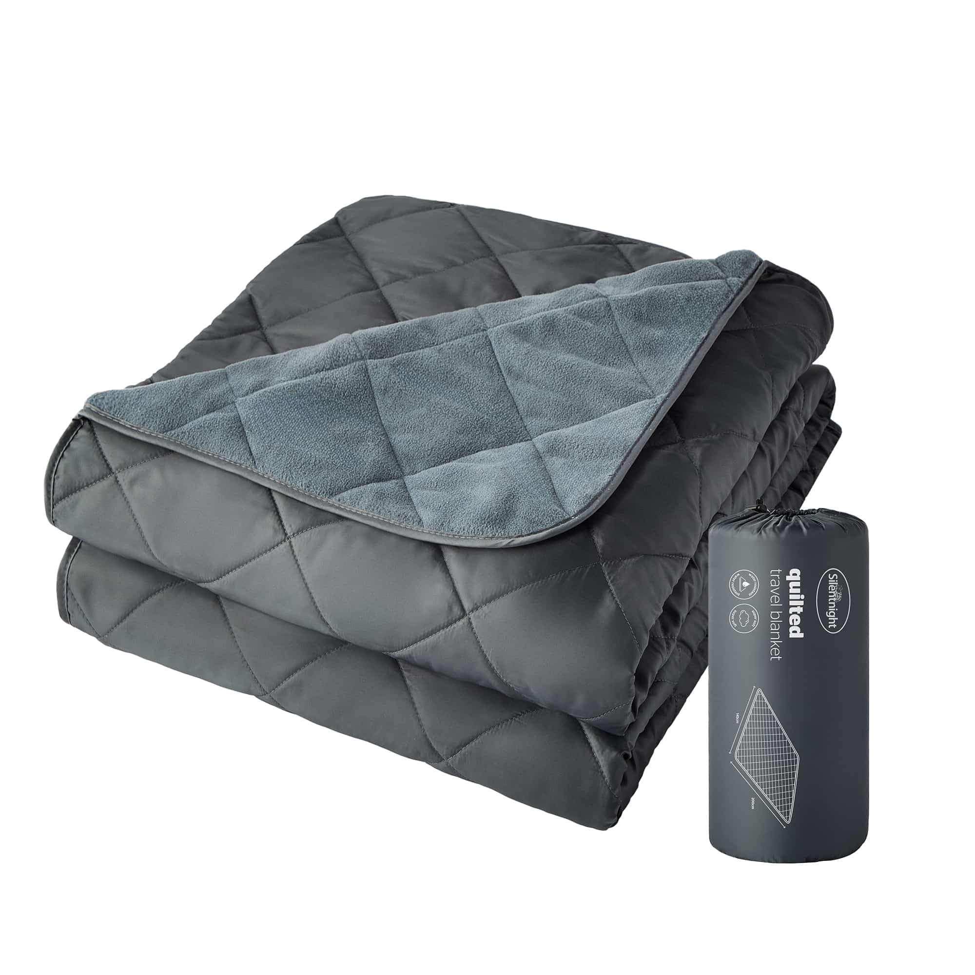Silentnight Camping Collection Quilted Travel Blanket - Cosy Soft Fleece Keep You Warm Outdoor - Water & Wind Proof for Hiking Campfire Car or Garden - Lightweight Compact Machine Washable, 145x200cm