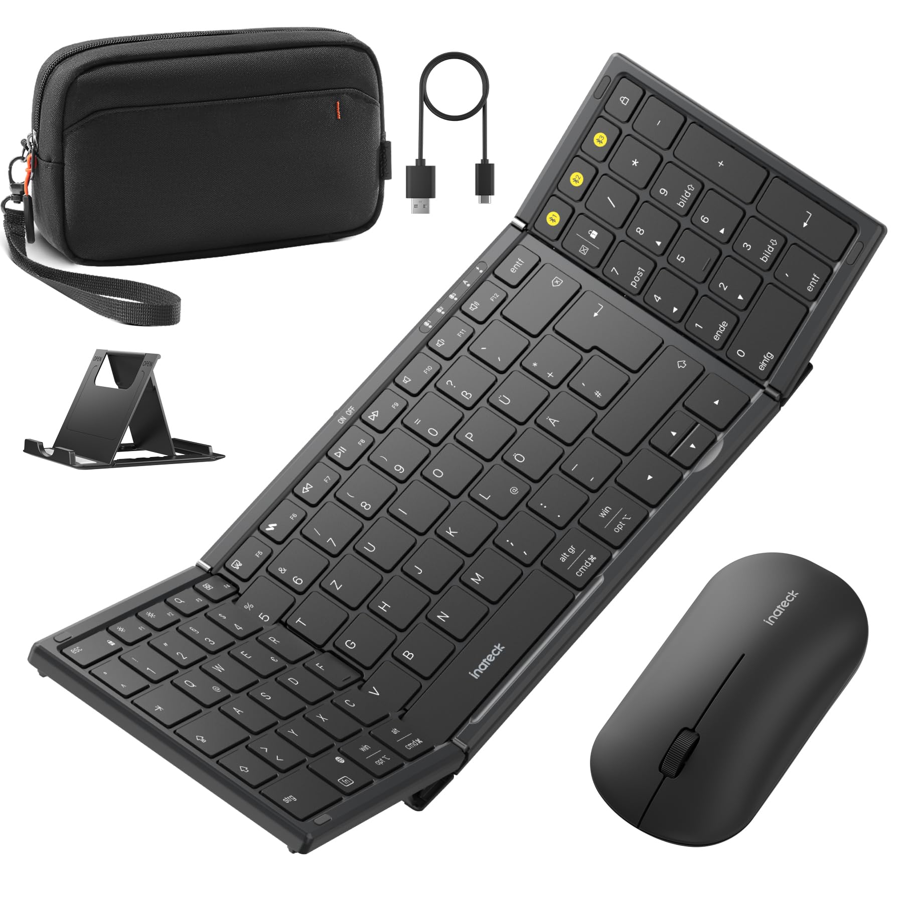 Inateck tragbare Bluetooth-Falttastatur, Tastatur Maus Set