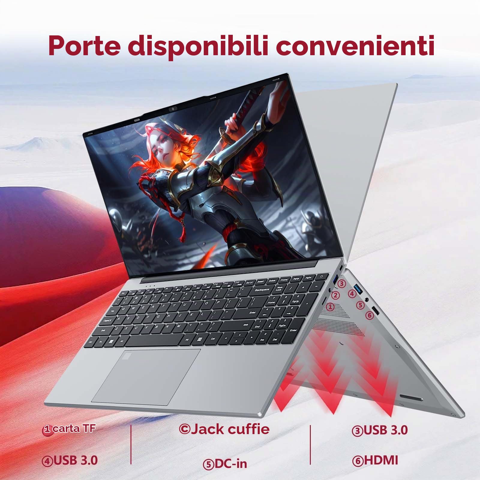 Portatile PC 15,6 pollici, Notebook 24GB RAM 512GB SSD processore N5095 grafica UHD, Computer portatile FHD 1920 * 1080 con WiFi 5/USB 3.0/tastierino numerico/tastiera retroilluminata/Touch ID Laptop