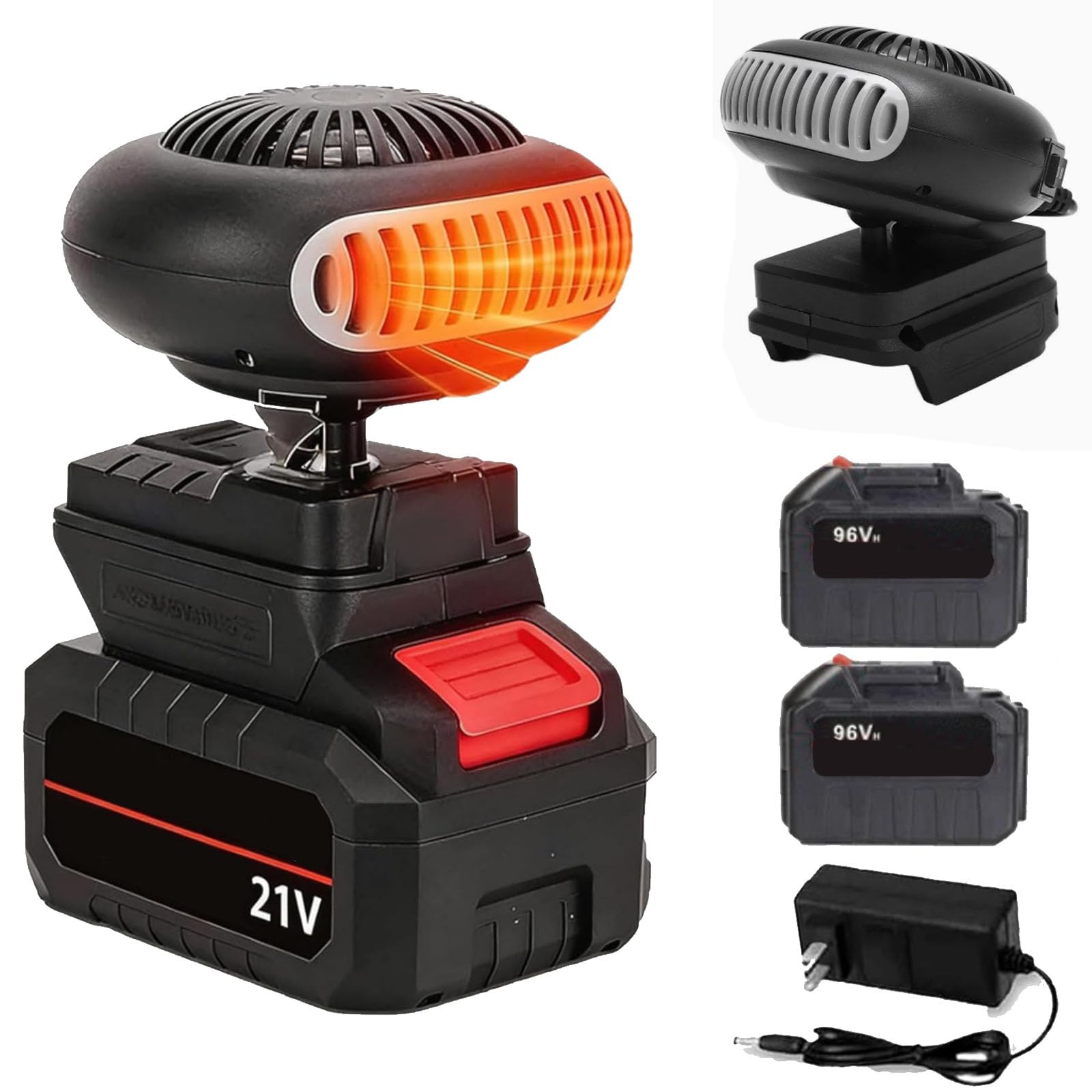 Indoor Heater for Power Outage, Portable Heater Battery Powered, Portable Cordless Fast Heating with 360° Rotation & Anti-Tilt, Rechargeable Heater for Camping, Car, Office, And Indoor Use (96V*2)