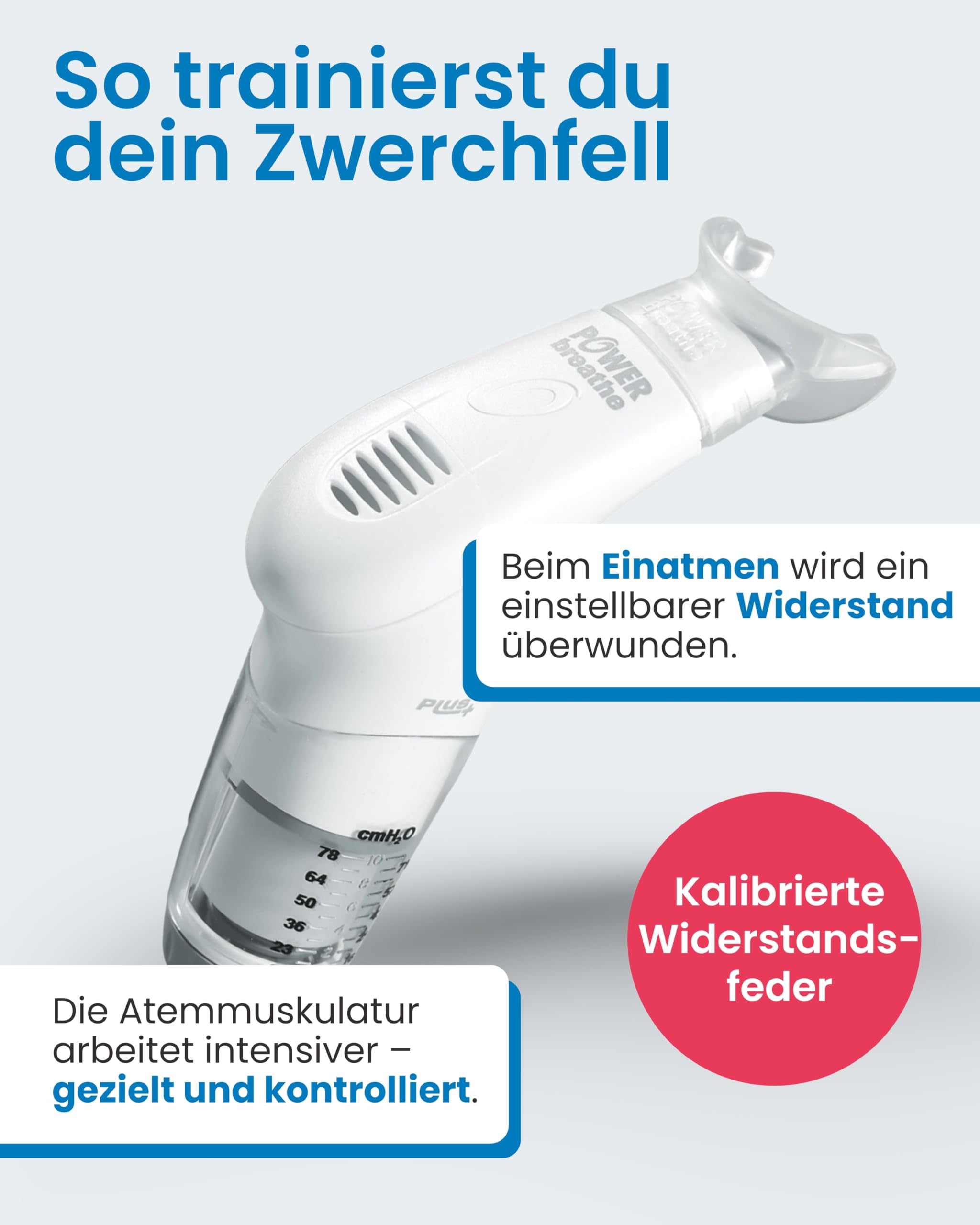 POWERBREATHE Medic Plus I einstellbarer Atemtrainer zur Stärkung der Atemmuskulatur I Inspirationsmuskeltrainer mit 13 Stufen I Atemtrainingsgerät für Atemübungen gegen Kurzatmigkeit