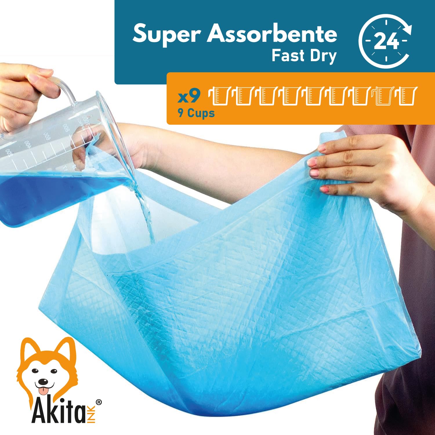 Akitaink - 120 Traverse per Animali Super Assorbenti - Dimensioni 60x90 cm - Tappetini Igienici per Cani e Gatti Multiuso (120 pz 60X90 cm)