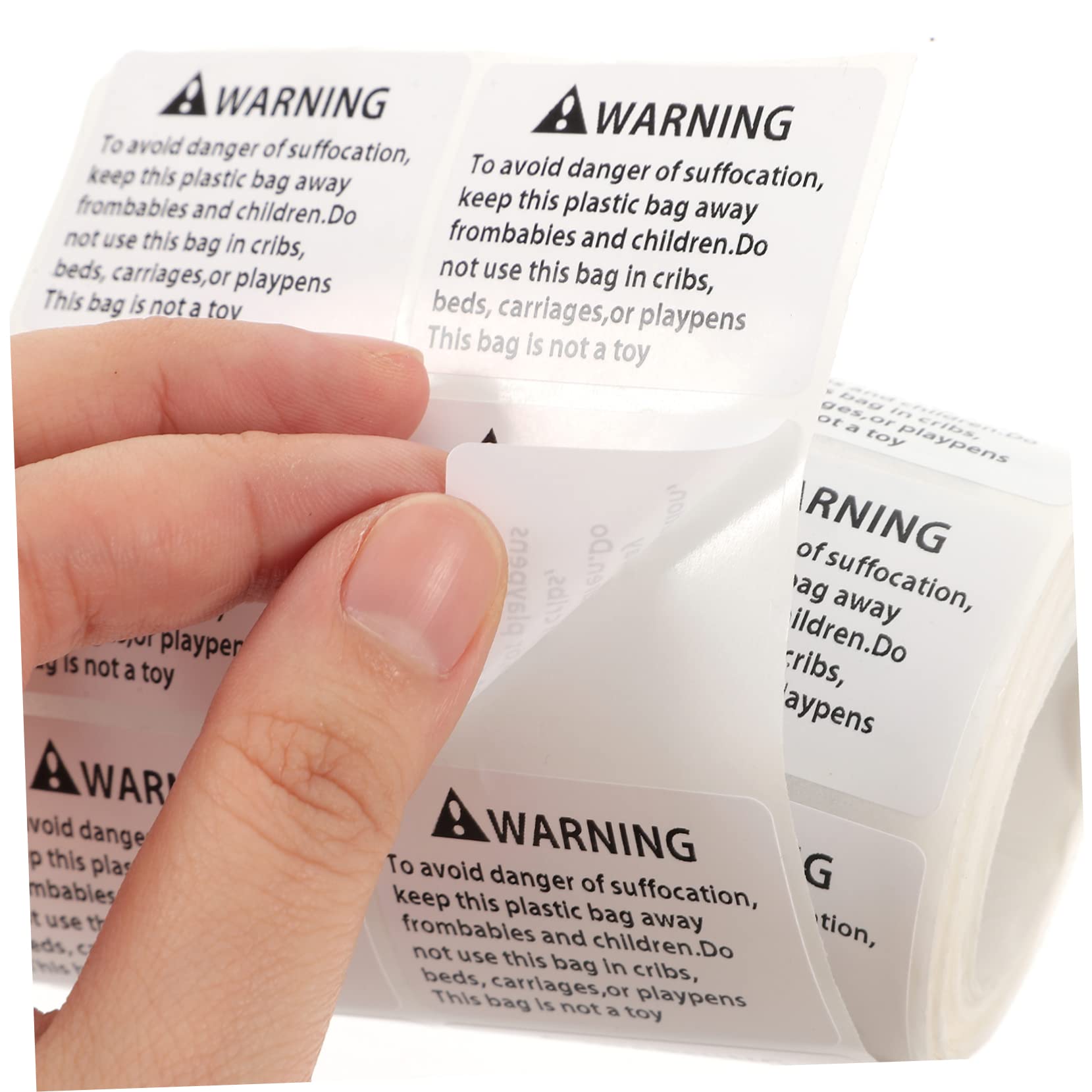 Angoily Warning Stickers 500 Suffocation Warning Label Decals Strong Adhesion Bulk Pack Packaging Bag Safety