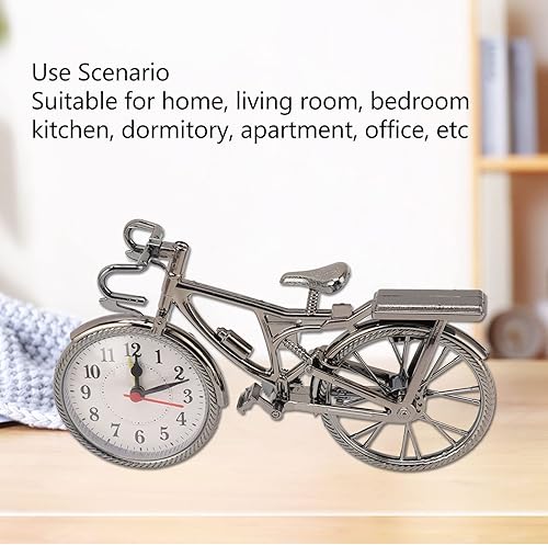 Miniatura 9 de ViaGasaFamido Vintage Bike Clock Lifelike Retro Desktop Alarm Clock for Home Office, Premium Compact Ornament Table Clock