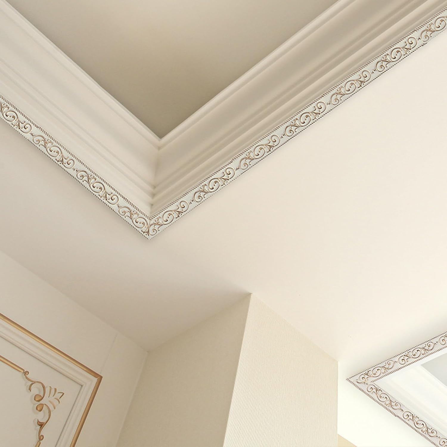 Wallpaper Border Peel and Stick for Bathroom Wall Border Sticker Home Ceiling Decorative Border 2-Platinum 6 x 300 cm