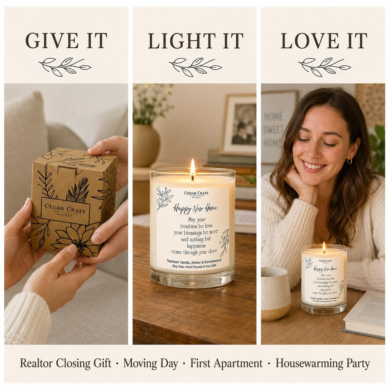 Cedar Crate Market Candela di soia da 382,7 g, fragranza: legno di vaniglia e ambra, idea regalo per la casa, accogliente regalo per donne o uomini, versata a mano negli Stati Uniti