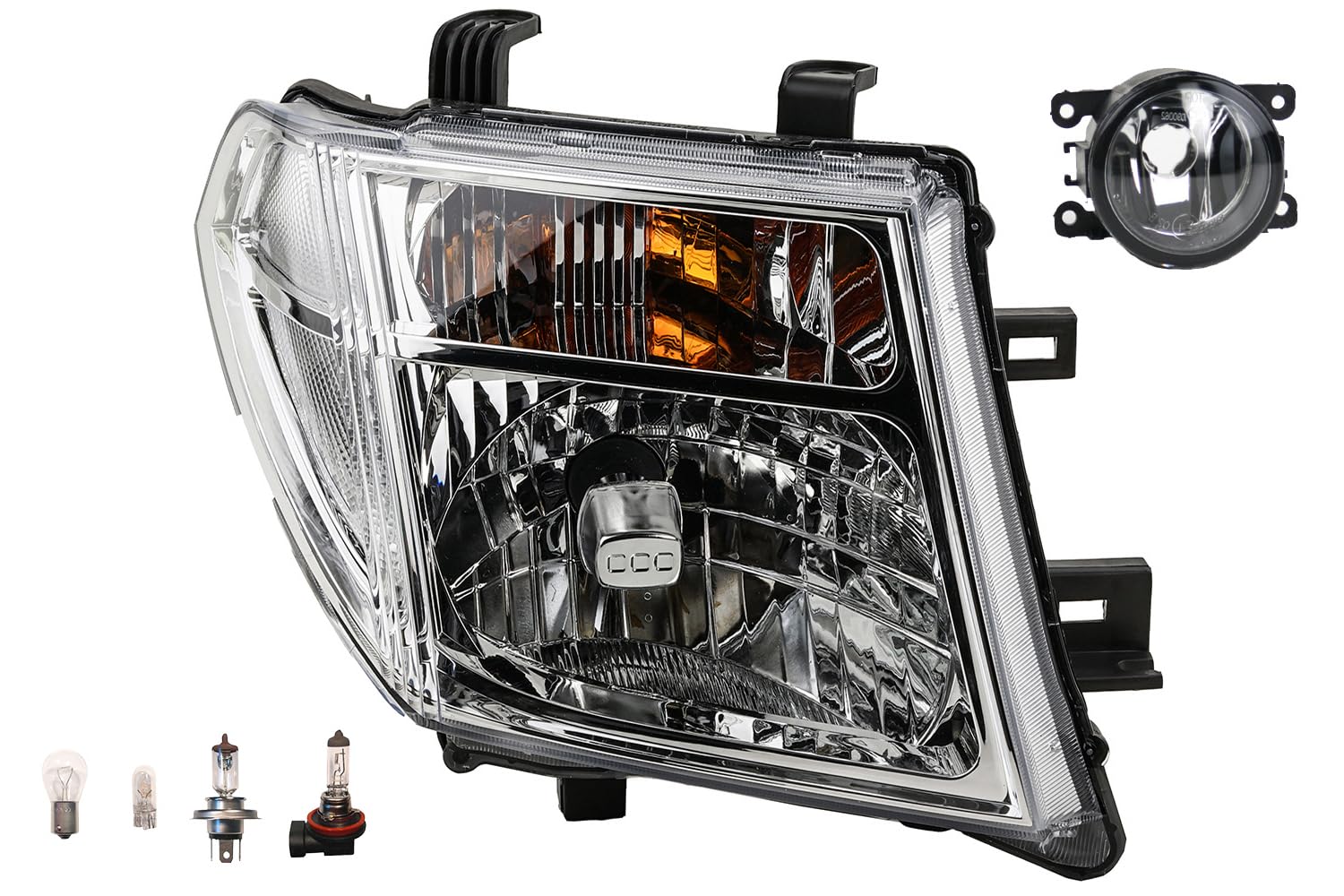 Johns, Faros delanteros halógenos para Nissan Pathfinder R51 H4 derecho 05-09 + faros antiniebla + bombillas