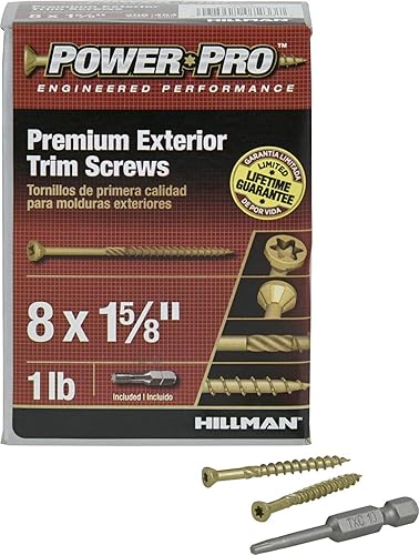 Miniatura 7 de Power Pro 48630 Tornillos de molde, #8 x 1-58", tornillos multiusos para madera, cubierta, compuesto y moldura exterior, resistente a la corrosión,