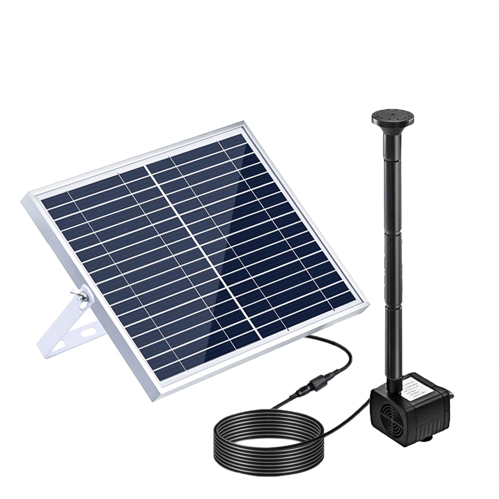 Decdeal Pompa per Fontana Solare da 10 W con Grande Pannello Solare 3 ugelli Max. Altezza dell'Acqua 100 cm per Vasca da Bagno per Uccelli Decorazione da Giardino per Piccoli laghetti