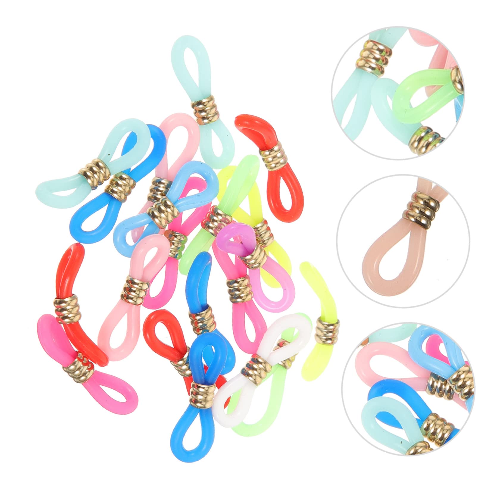 CALLARON Embouts Antidérapants Couleur Aléatoire pour Sport et Usage Quotidien en Silicone et Métal, 60 Pièces, Accessoires Réglables pour Chaînes de Lunettes