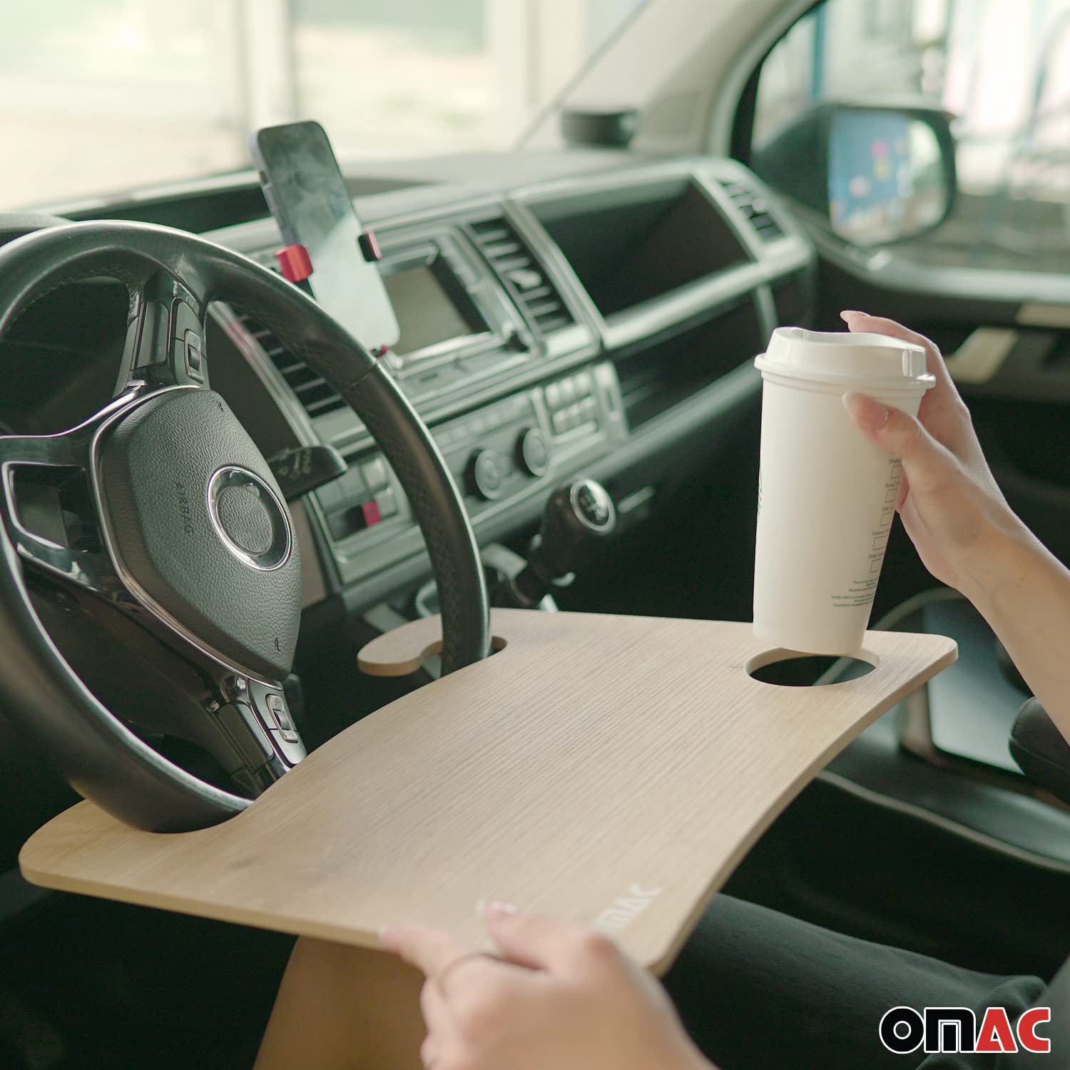 OMAC Auto Lenkradtisch Holz Autotisch Esstisch Schreibtisch Lenkradablage Camping Tisch Wohnmobil Accessori