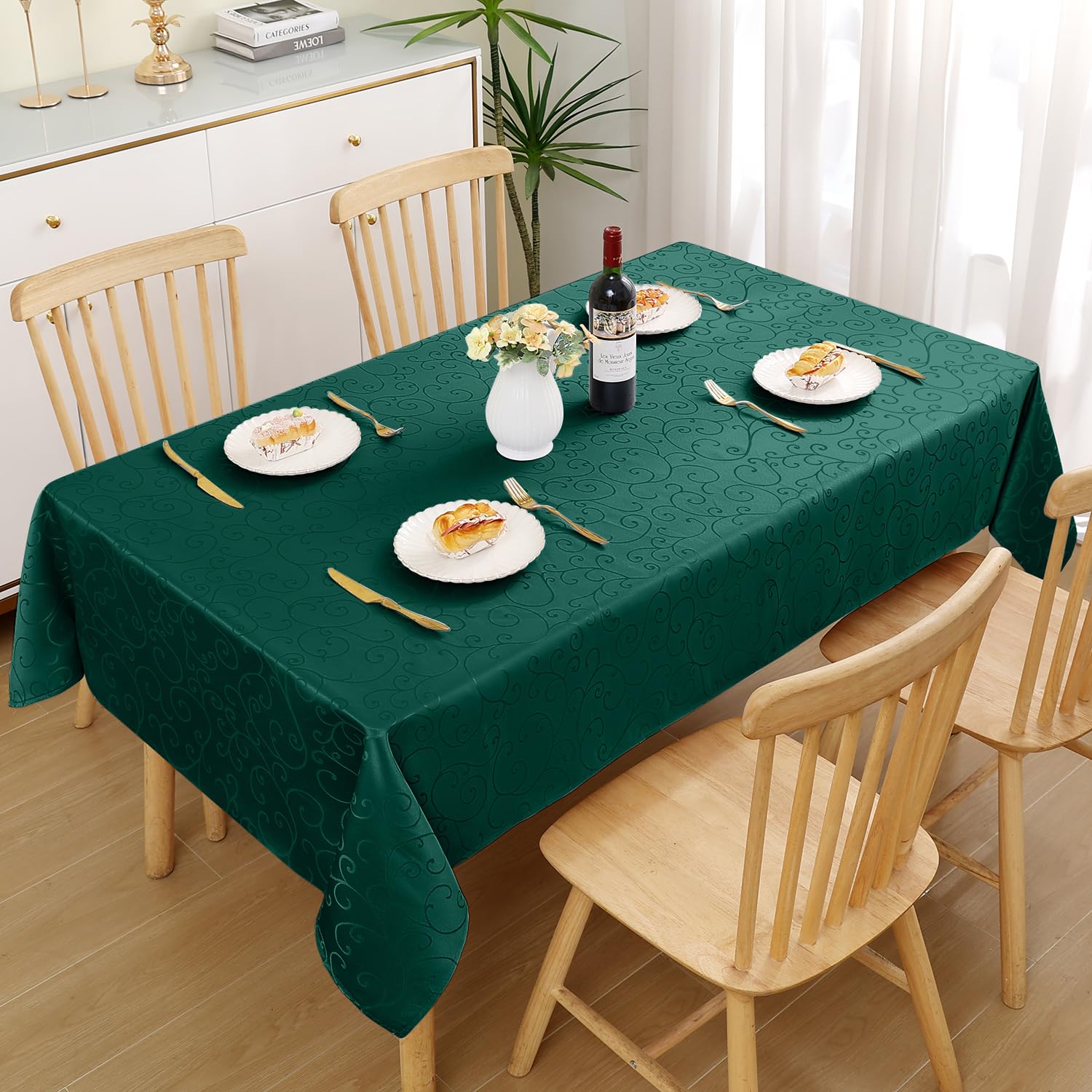 Homaxy Table Cloth Rectangular 140x240 cm, Washable Polyester Jacquard Tablecloth - Image 2