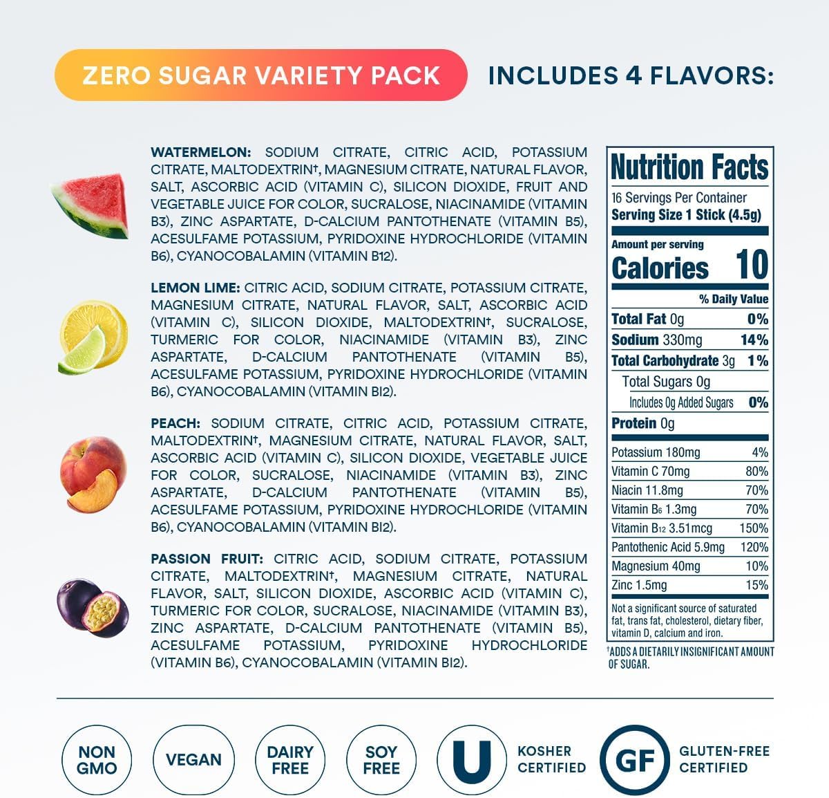 DripDrop Hydration Sugar Free Electrolyte Packets, Variety Pack, 16 Count — Amazon image 8