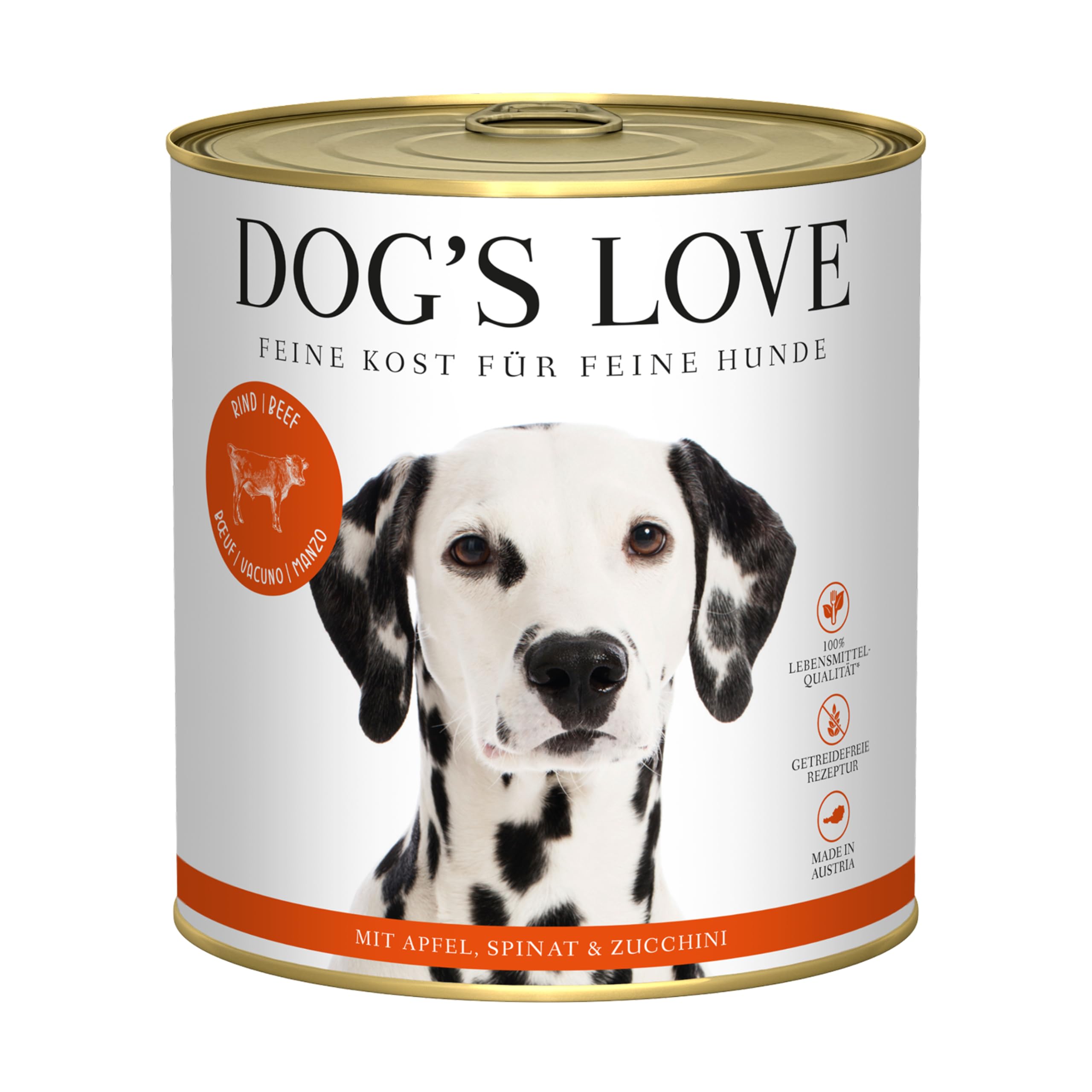 DOG'S LOVE Hunde-Nassfutter Rind 12 x 800g | ohne Getreide & Zucker