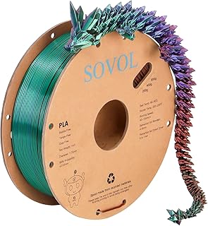 Sovol PLA Filament Silk Tri Color Co-Extrusion 1.75mm, 3D Printer Filament 1kg/ 2.2lbs, Shiny Silk Bronze Purple Green 3 i...