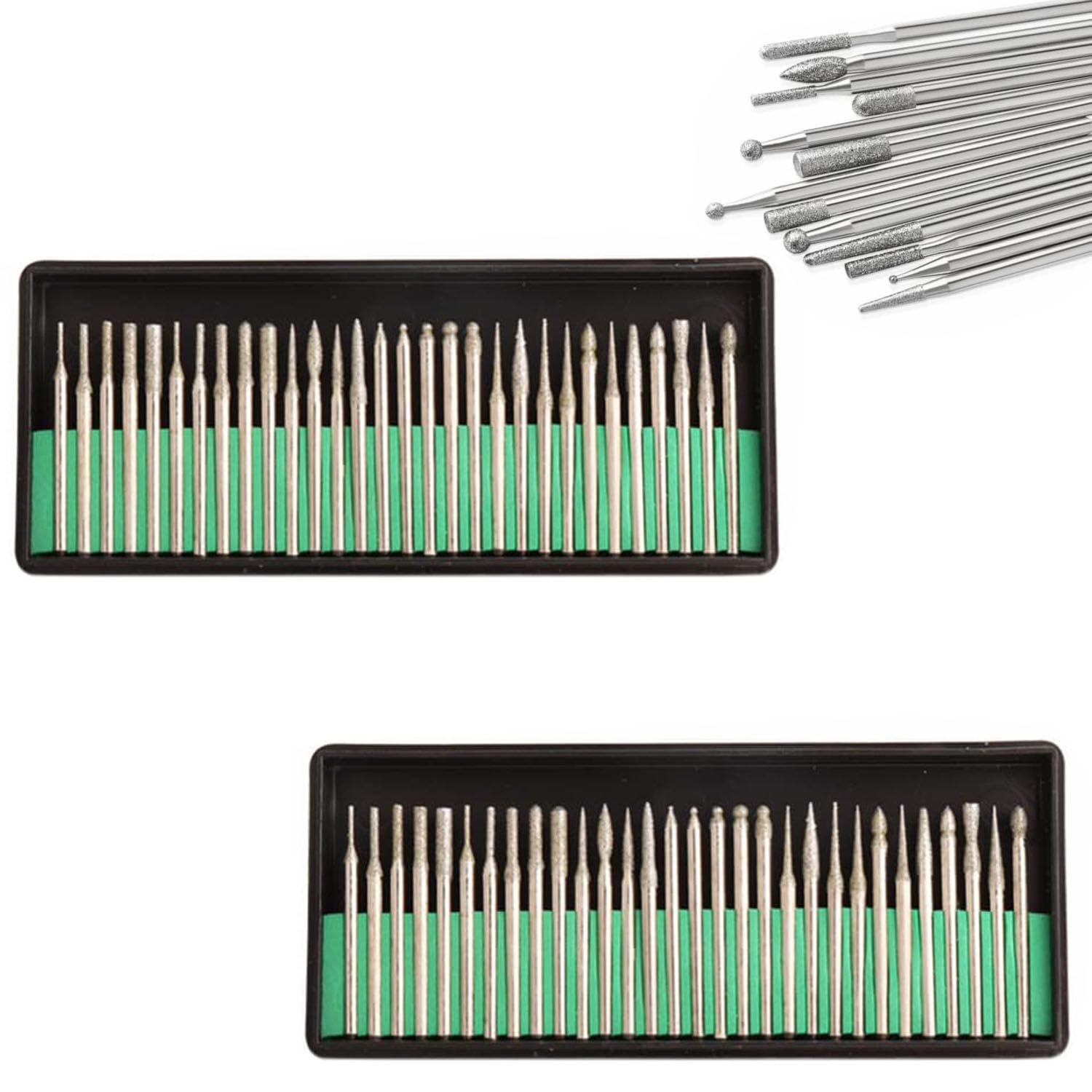 60 pezzi Set di punte per trapano diamantate,Testa di Lucidatura con Gambo da 1/8'' (3 mm),Accessorio per Smerigliatura per Incisione,Levigatura,Lucidatura