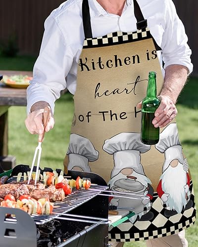 Miniatura 5 de Delantal de chef ajustable, delantal de cocina con bolsillos para hombres y mujeres, gnomos de cocina