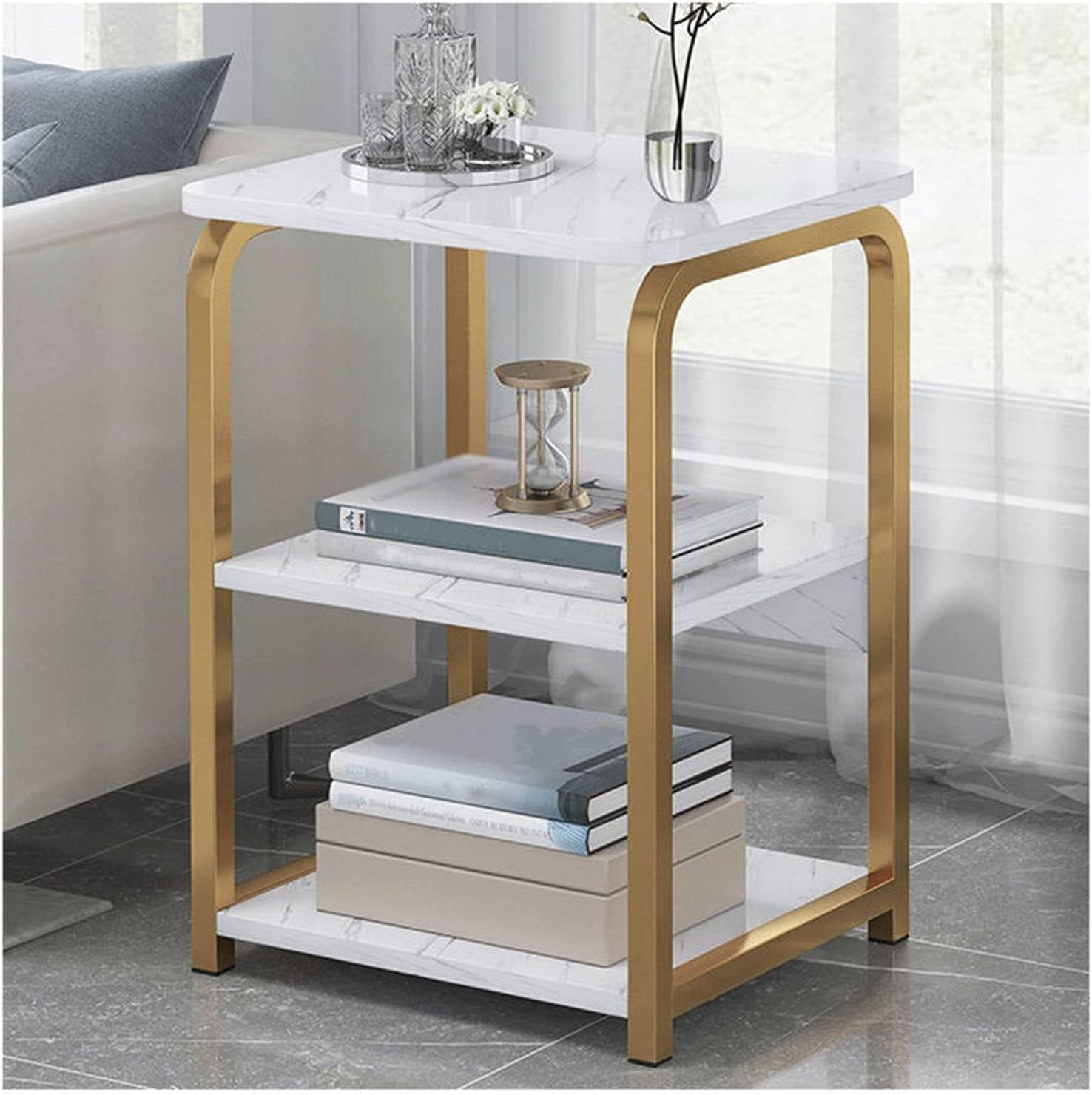 Side Table/End Table,Small Place Bedside Table,Living Room Bedroom Bedside Table,2/3/4 Layer with Storage Rack,Suitable for Living Room,Study Room,Bedroom,F