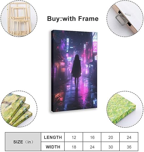 Miniatura 2 de XAHOR Anime Vaporwave Wall Decor Retro Neon Urban Landscape Cyberpunk Night City Poster Canvas Poster Wall Art Decor Print Picture Paintings for