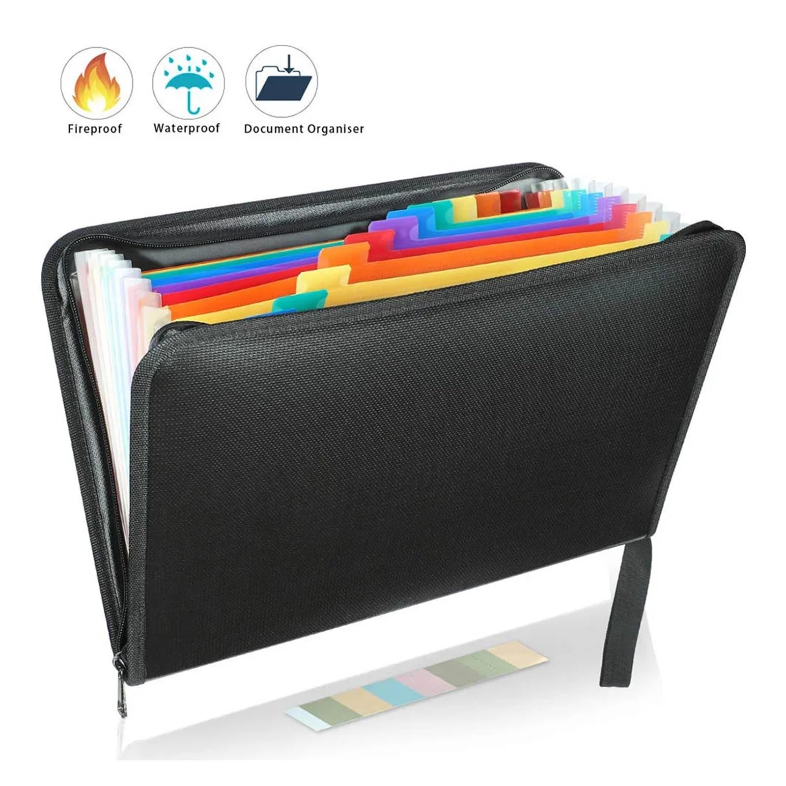 Cartella portadocumenti espandibile A4 impermeabile, borsa portatile, cartella a fisarmonica con 12 tasche multicolori
