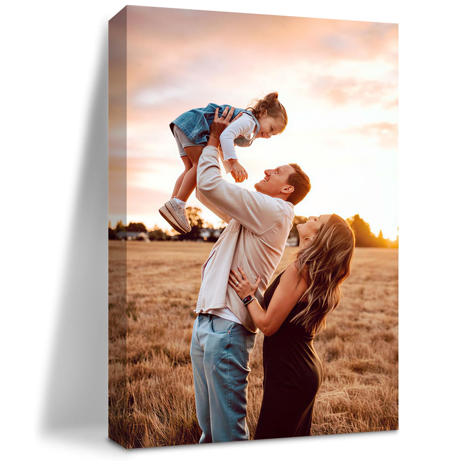 Canvas Personalised Photo Framed 50x70cm(20x28in),Customised Photo Printing with DIY Frame,Custom Poster Personalised Canvas Photos for Family,Friend,Lover,Pet,Wedding,Birthday Gift,Home Decor