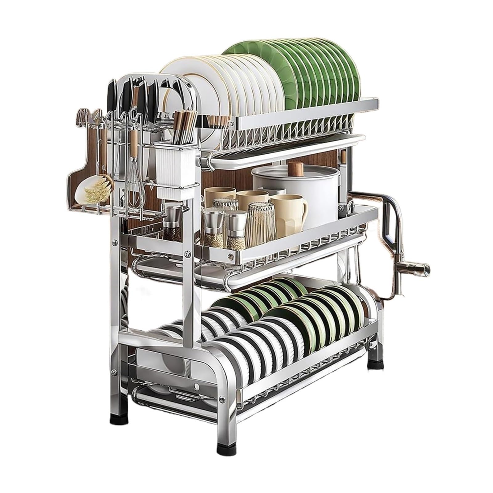 QCKNKMGG Draining Washing Up Holder, Dish Rack With Drainboard And Utensil Holder, Multiple Sizes For Kitchen(B,43cm)