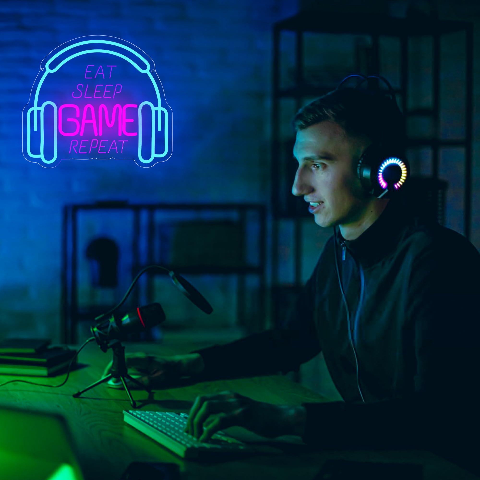 Insegne al neon per decorazione da parete, luci da gioco, decorazione per sala giochi, luce al neon a LED, dimmerabile, decorazione da parete per camera da letto dei ragazzi, regalo per videogiochi