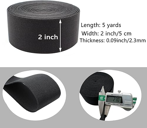 Miniatura 2 de Dortrue Banda elástica de costura de 2 pulgadas y 6 yardas de colores, carrete elástico de alta elasticidad para coser pantalones de cintura,