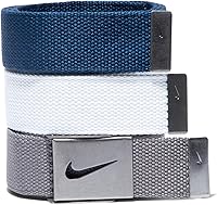 Nike Men's 3-Pack Golf Web Belts - Interchangeable Straps, Cut-to-Fit Custom Fit up to 42", White/Gray/Navy