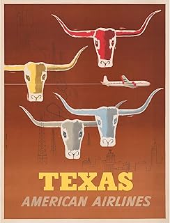 ArtDirect Texas - American Airlines (1953) Unframed Art Print Giclee Poster by Martin Glanzman - Ready for Framing with Customization Sizes 8x10, 11x14, 15x20, 24x32, 36x47 and 46x60 inches