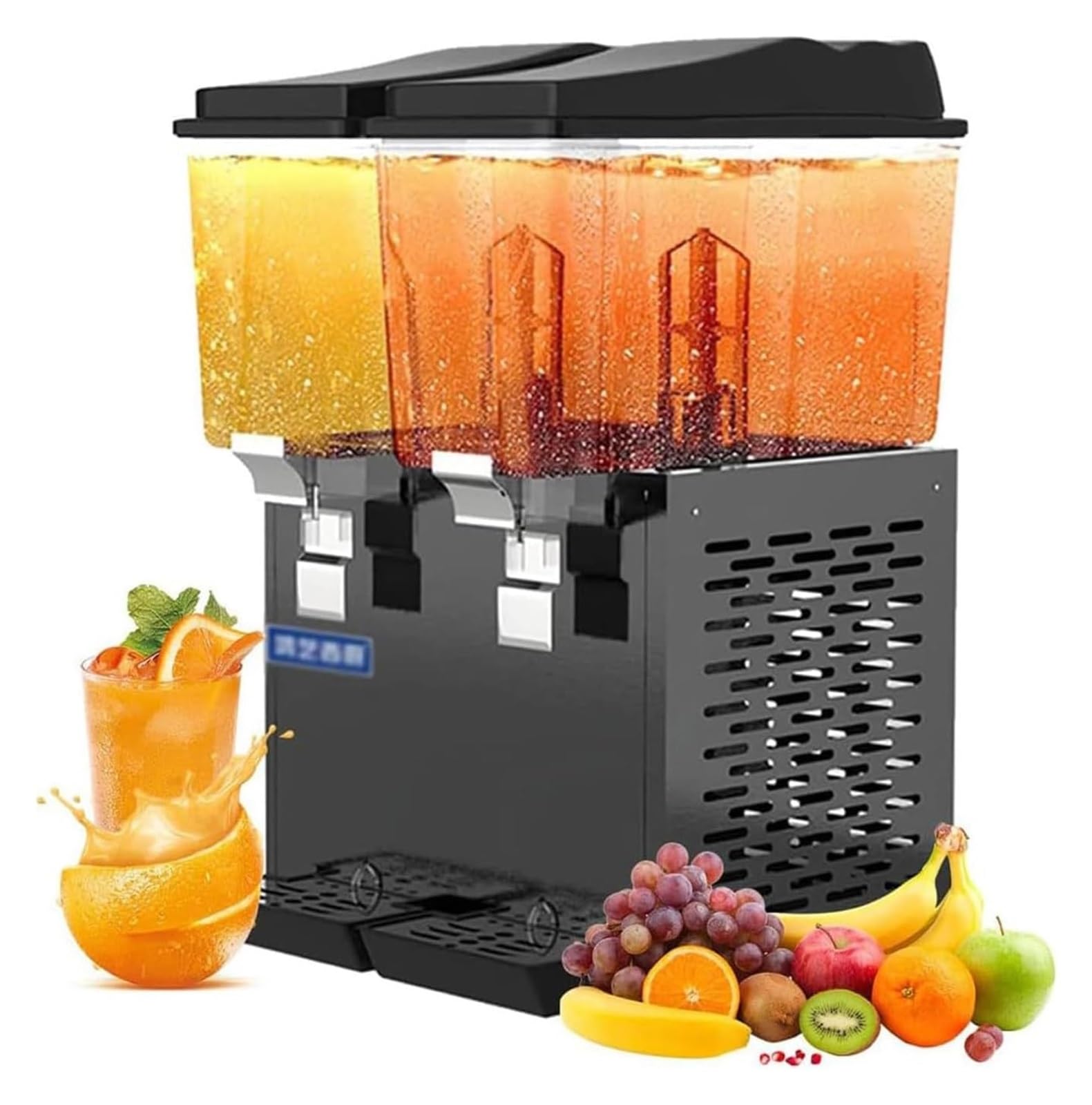 asdchZen Glass Beverage Dispenser,Juice Dispenser, Commercial Juice Beverage Dispenser Clear Glass Self Service Cocktail Automatic Temperature Control Machine,32l-Black