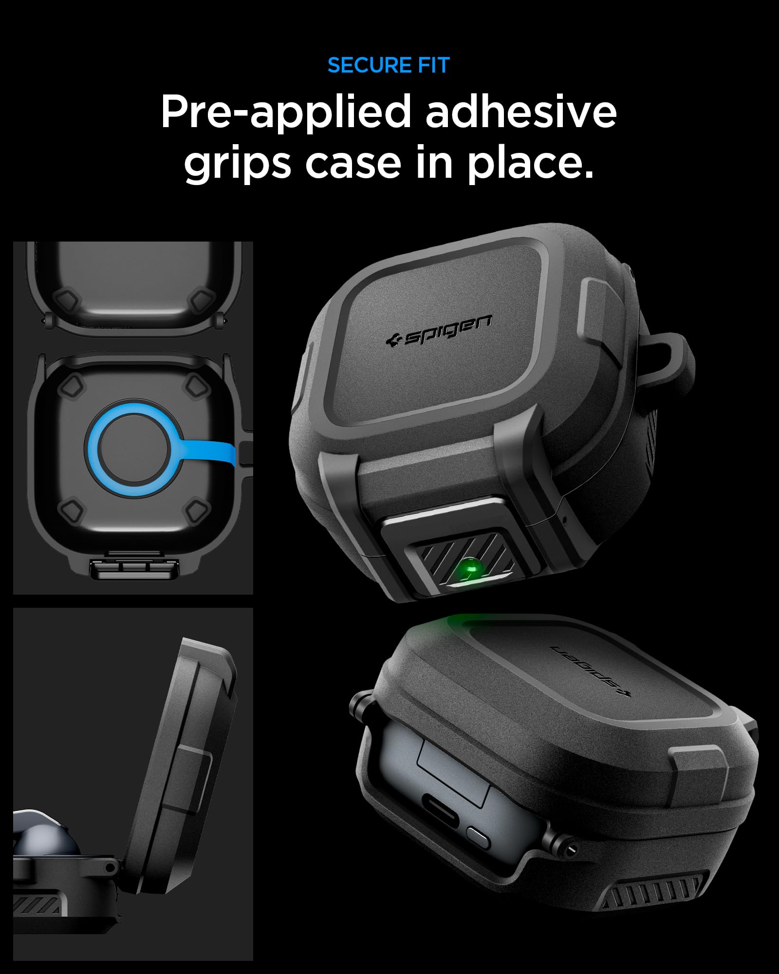 Spigen Cover Lock Fit Compatibile con Samsung Galaxy Buds 4 Pro/Galaxy Buds 4 (2026) - Nero Opaco