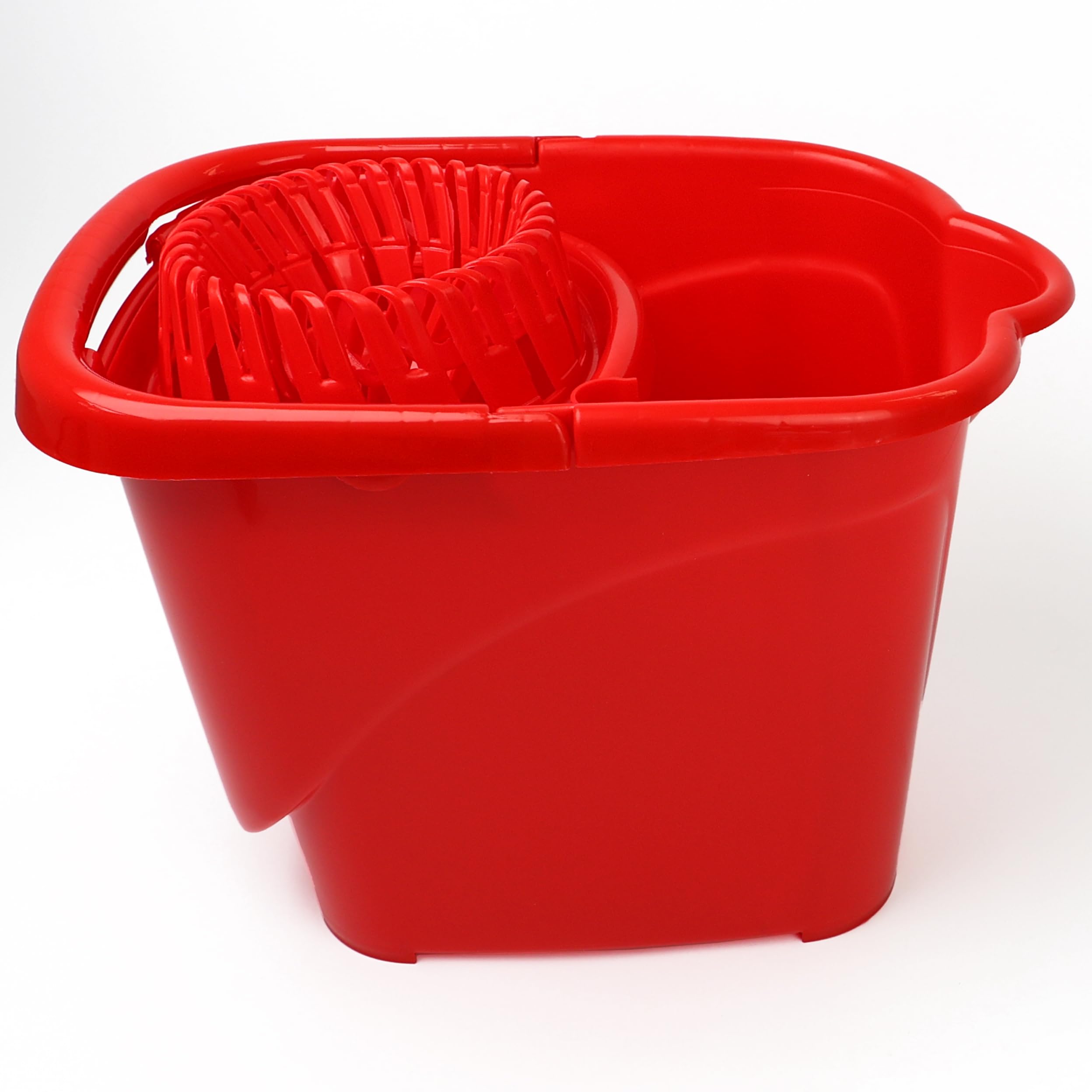 Divchi Red Mop Bucket Lightweight & Portable Floor Cleaning Mopping Bucket With Removable Wringer Carry Handle & Convenient Pouring Spout (Red)