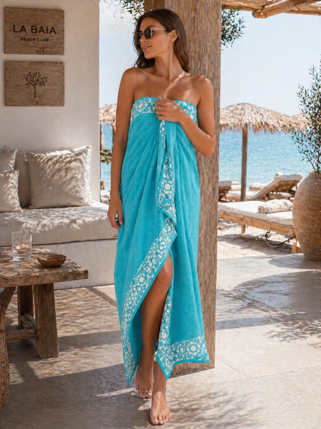 Telo Mare Premium 100x200 cm in Cotone Velour 450 g/m² – Extra Assorbente e Morbido – Qualità Spa & Hotel – Con Sacchetto in Tessuto (TURCHESE)