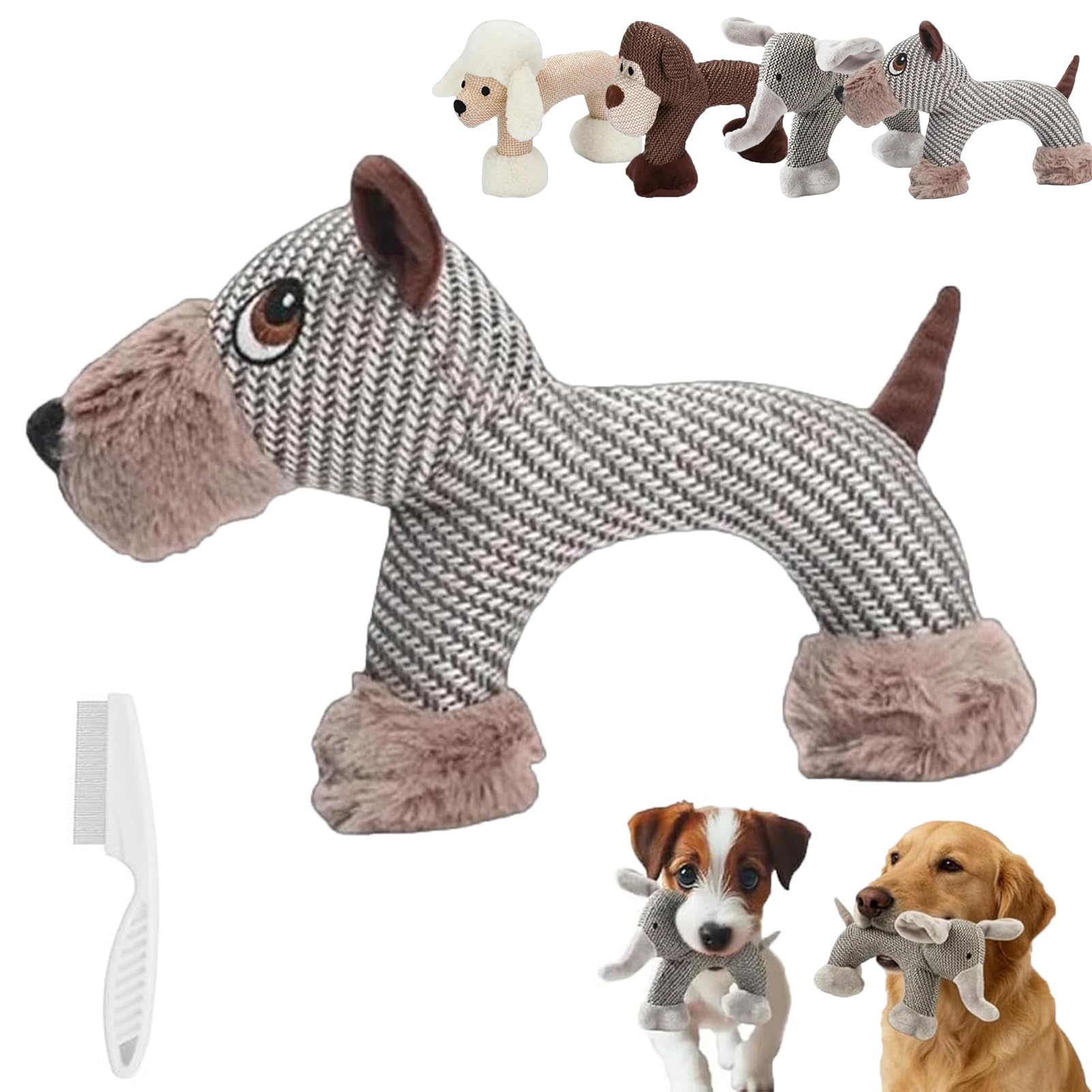 Petlori Linen Safari Companions, 2026 New LinenSafari Companions Squeaky Dog Chew Toy, Robust Indestructible Dog Stuffed Toy, Linen Dog Plush Toys for Small Medium Dogs (Dog)