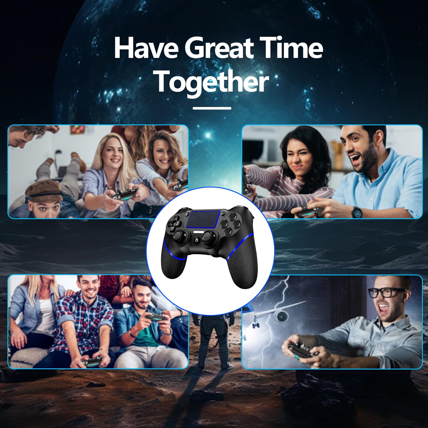 SZDILONG Verbesserter kabelloser Controller für PS4-Gamepad, kompatibel mit PS4/Pro/Slim/Windows-PC, Joystick für PS4 mit Touchpad/Stereo-Kopfhöreranschluss/Sechsachsen-Bewegungssteuerung/Ladekabel