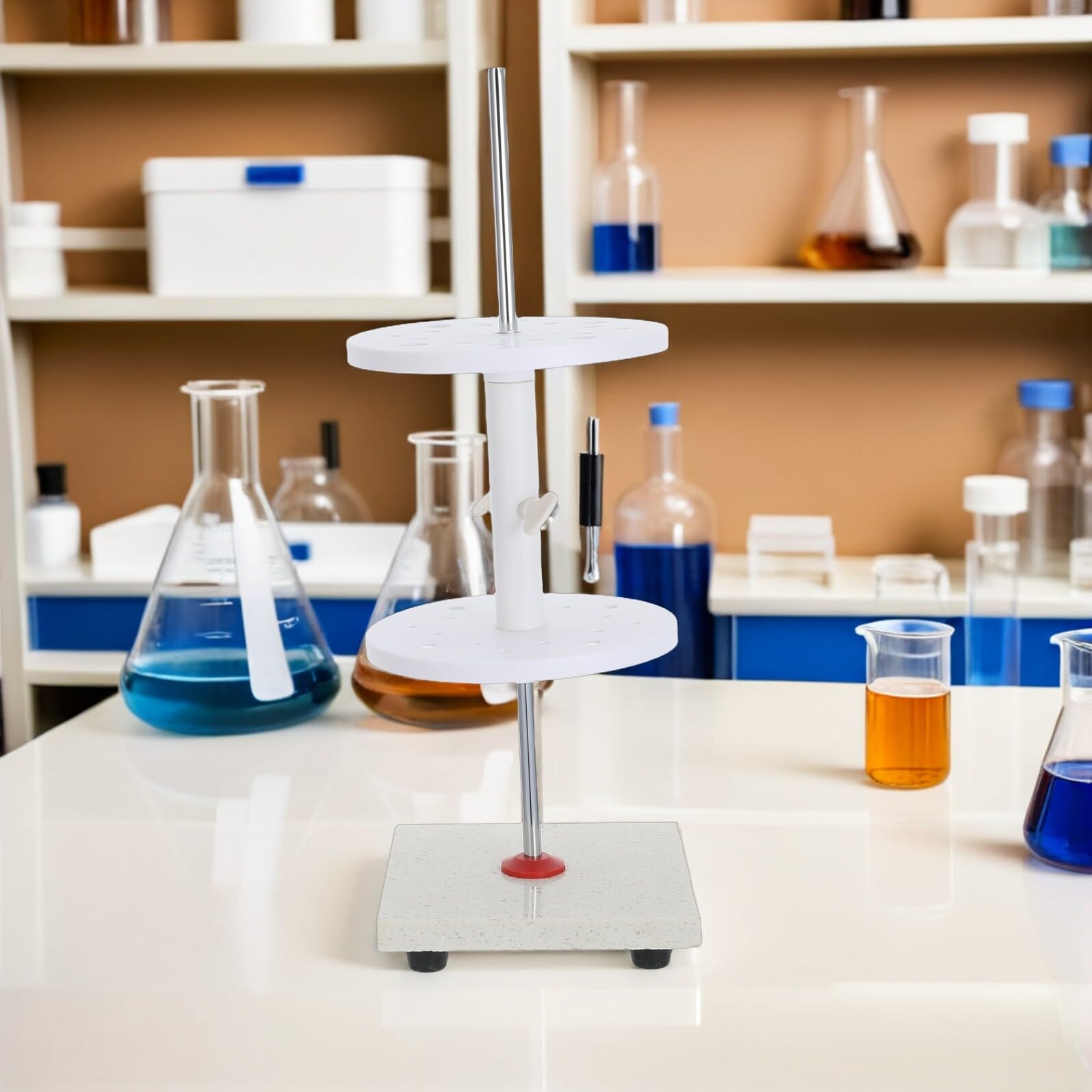 SHINEOFI Soporte para Pipetas de Mármol Blanco 16 Orificios, Diseño Estable y Resistente a Químicos para Laboratorio y Suministros Escolares