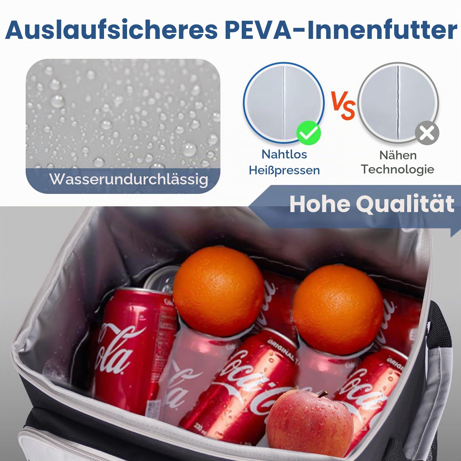 Kühltasche mit Rollen, 50L/ 75 Cans Kühltasche Gross Faltbar und Wasserdicht Kühler, Isoliertasche Thermotasche für Strand, Camping, Picknick, Einkaufen