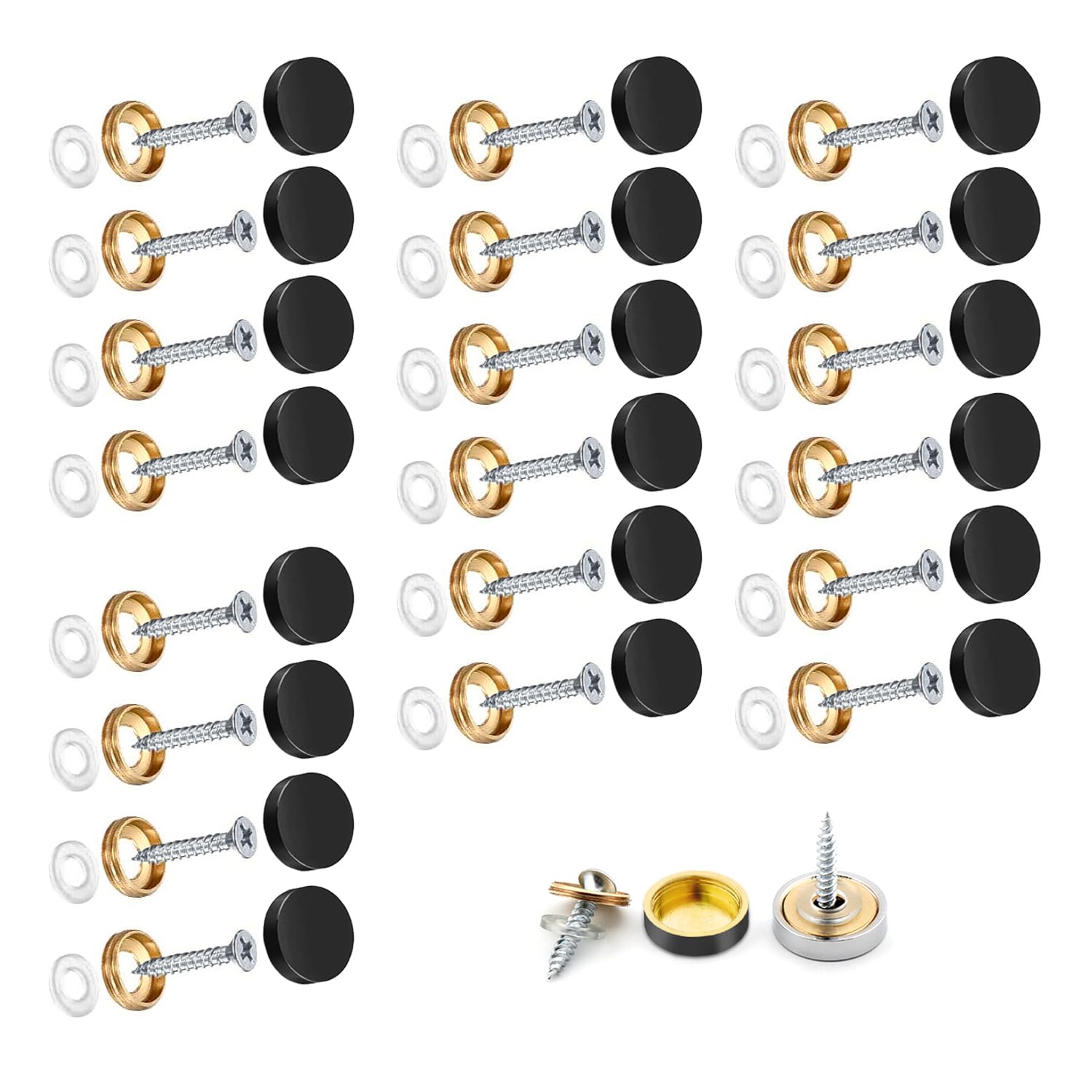 Wopanxye 20pack 16mm Mirror Screws Decorative Caps Chrome Cover Nails Brushed Stainless Steel for Furniture Fittings Glass Sign Boards Bath Plate Panels Wardrobes Tables