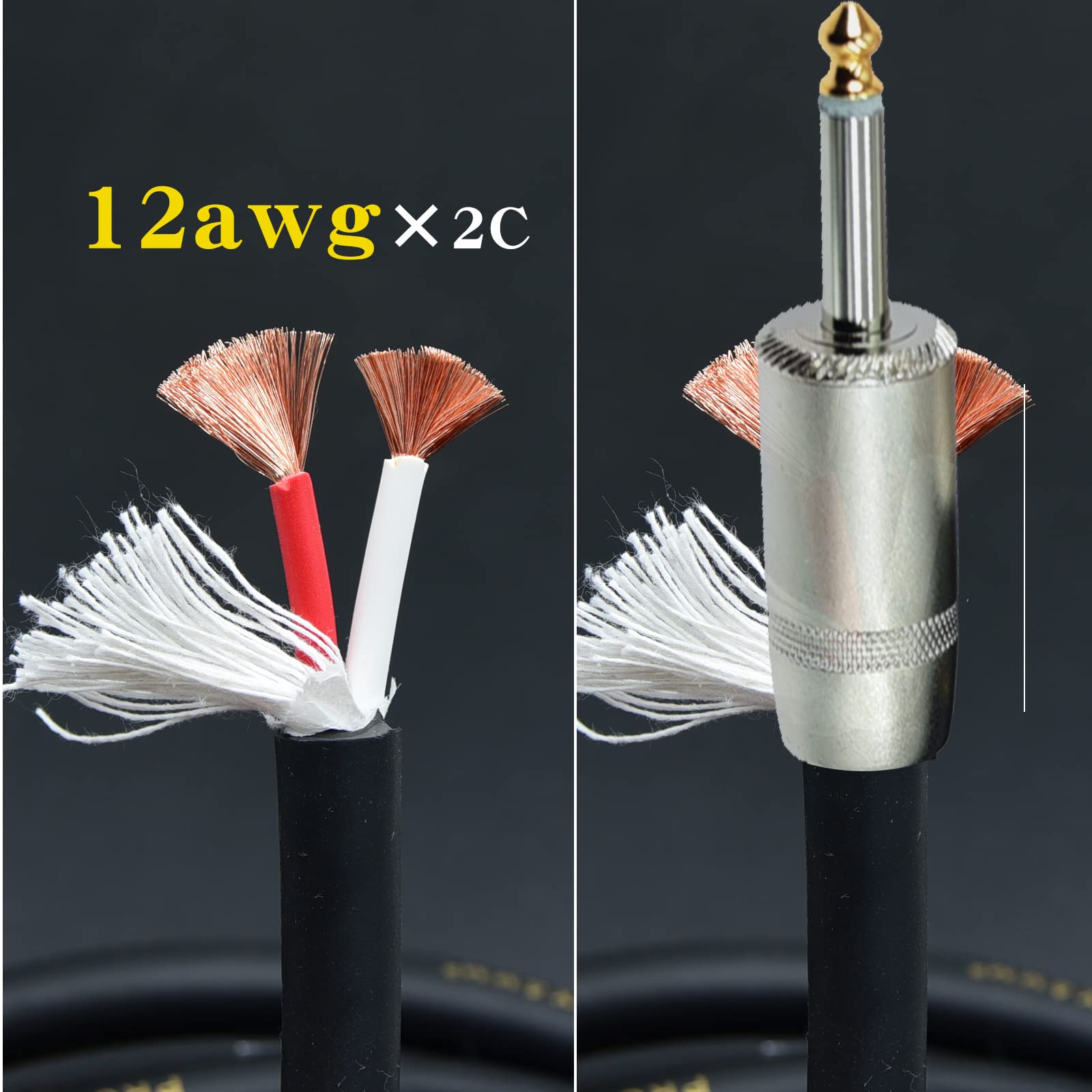 Speak on - Cable profesional Speakon a 1/4 pulgadas ts para altavoz PA, par de calibre 12 AWG macho puerto de audio conector amplificador conexión dj amp cable de bocina resistente con bloqueo