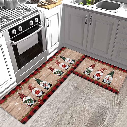 Miniatura 127 de Alfombras de cocina de Navidad absorbentes antideslizantes para piso, árbol de Navidad, muñeco de nieve y copo de nieve, alfombras y tapetes