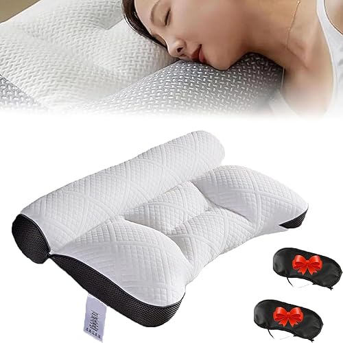 Elitiquea - Almohada ergonómica de plumón de ganso Elitiquea 2024, almohada ergonómica de plumón de ganso (negro A)