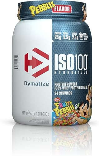 Dymatize ISO100 Proteína hidrolizada en polvo 100 proteína aislada de suero 088onzas  25 g de proteína 019onzas  55 g de BCAA sin gluten rápida