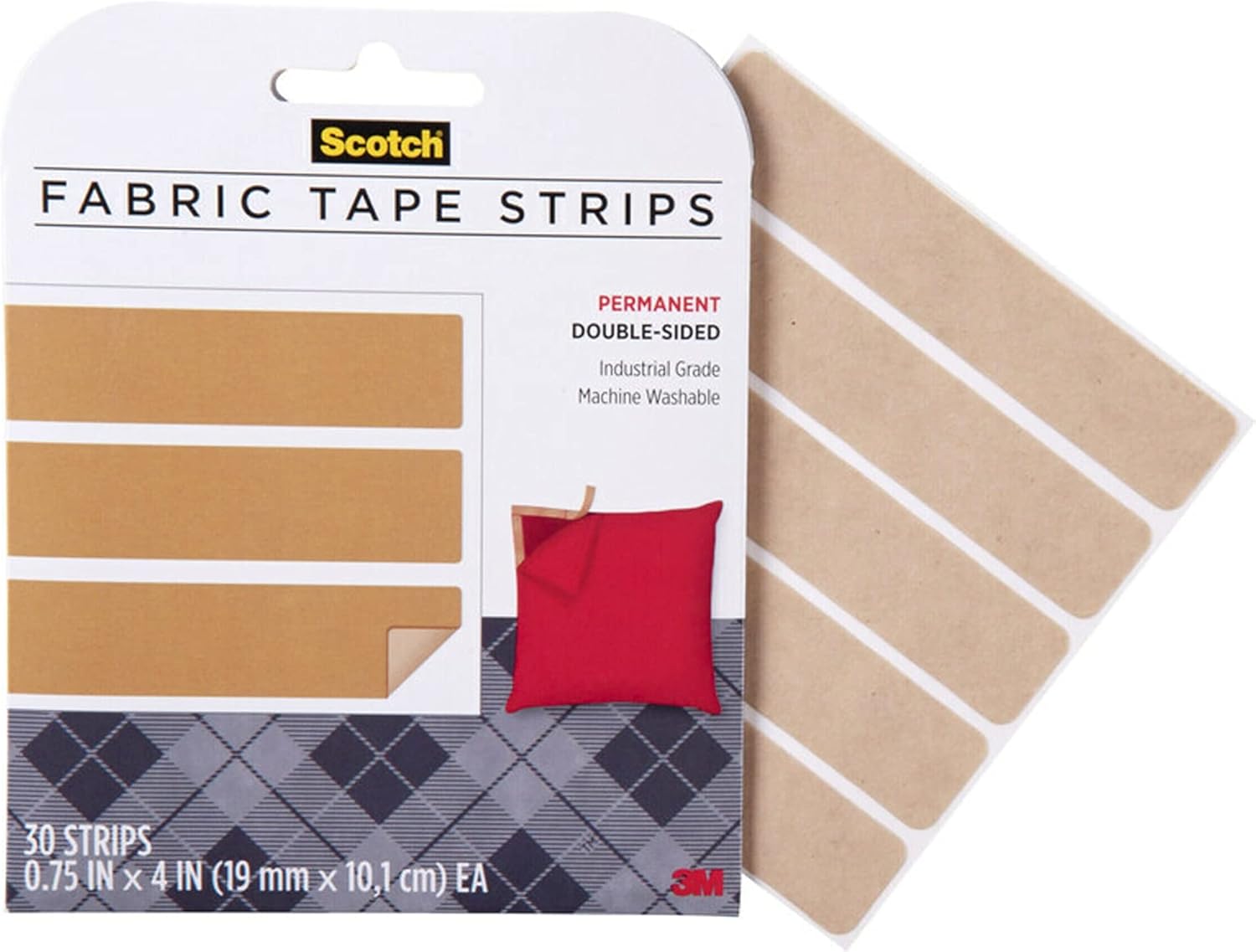 Scotch Permanent Fabric Tape Strips, Machine Washable