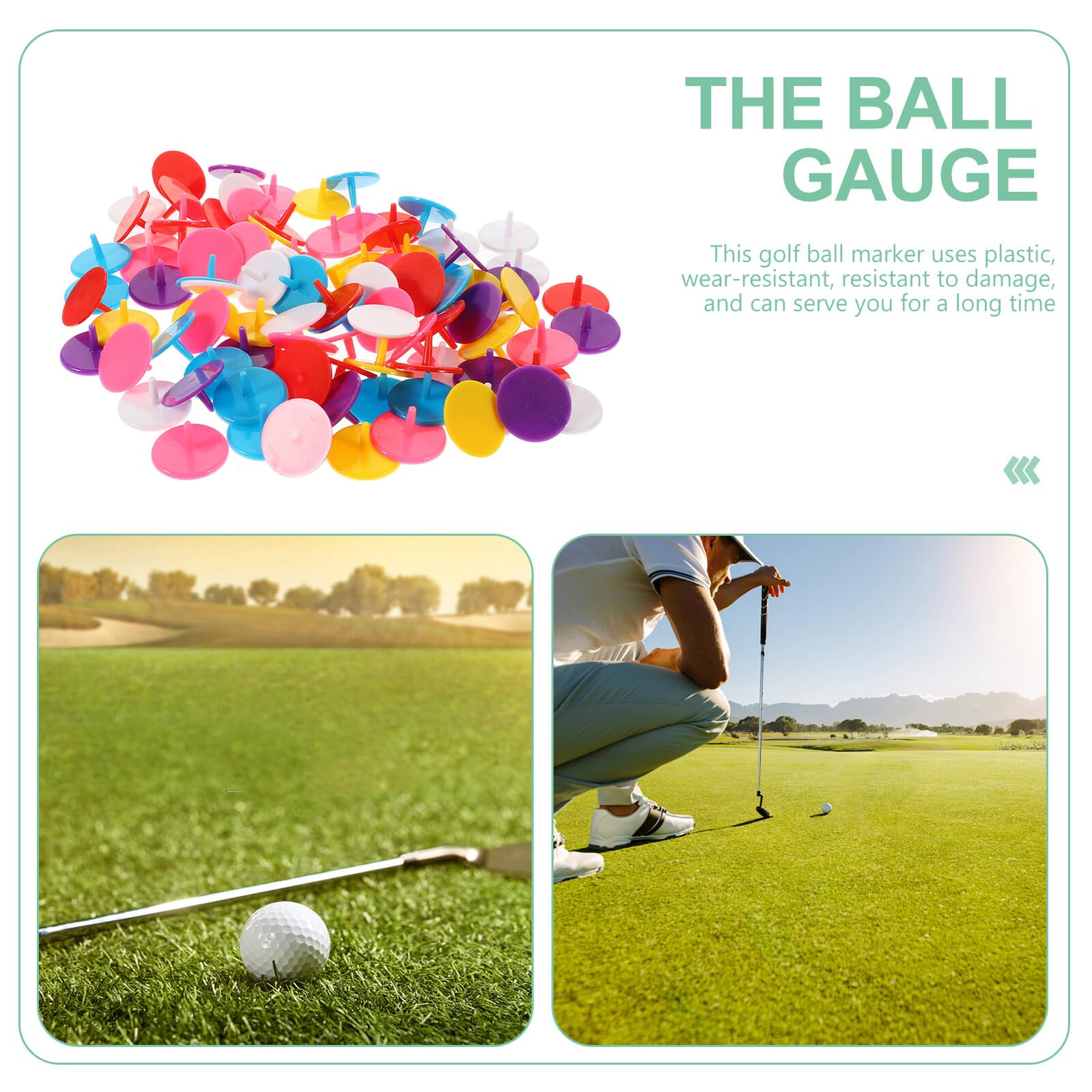 100 Stück Teiliges Golf Ball Marker aus Strapazierfähigem Kunststoff Wiederverwendbare Bunte Golfball Positionsmarker Verschleißfest und Stabil für Präzises Zufällige Farbe