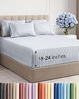 Vista 78 de Juego de sábanas de tamaño California king, transpirables, refrescantes, con esquinas extraprofundas de 18-24 pulgadas, de ajuste fácil